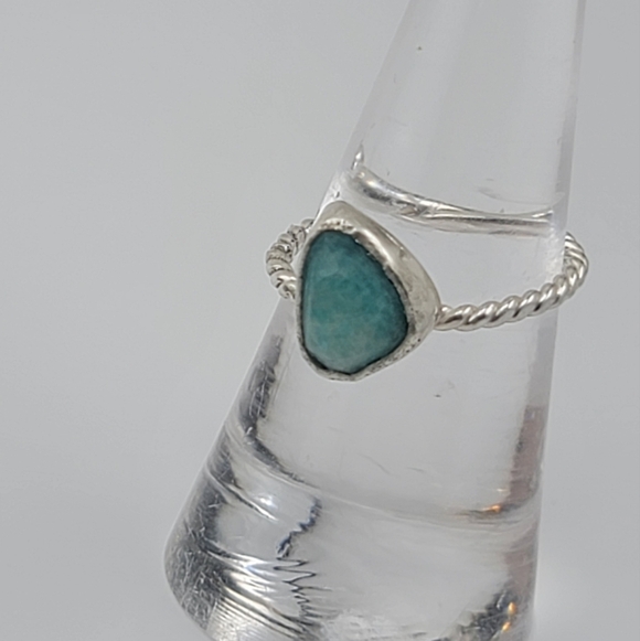 AMAZONITE RING HANDMADE IN STERLING SILVER METAL SIZE 7.5 - Picture 4 of 6